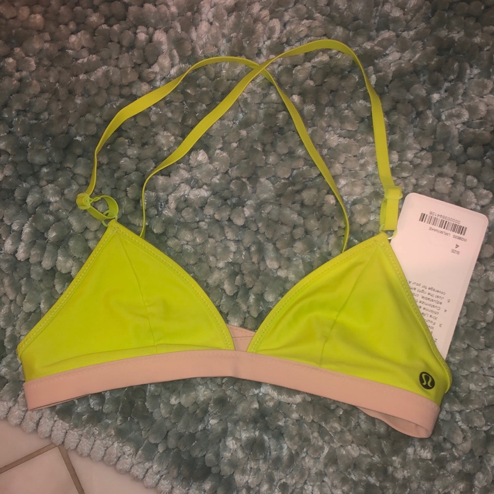 Lululemon size 4 bikini top. Neon green/yellow.